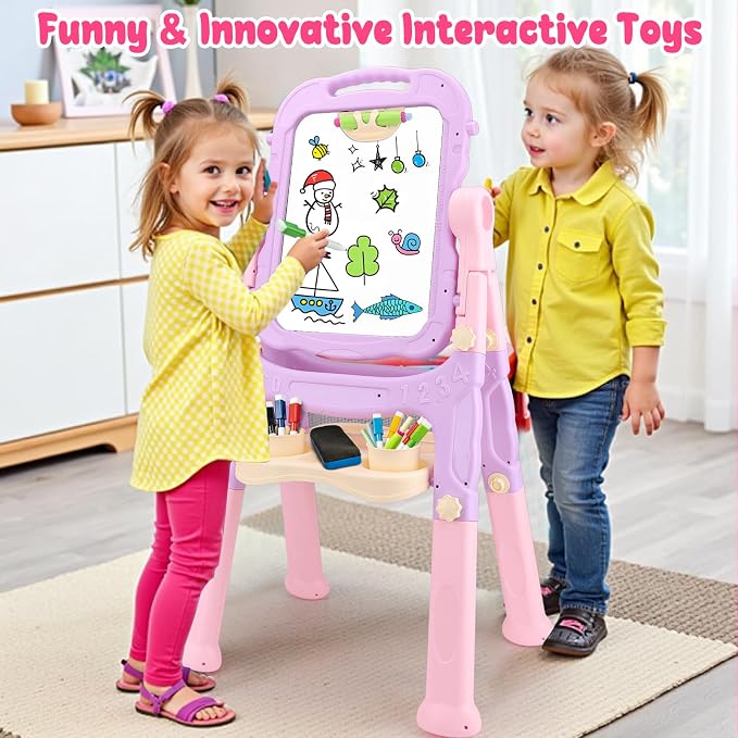 Toddlers Art Easel KidMagnetic White Board Chalk Board Toys 3 4 5 Year Girl Birthday Gifts