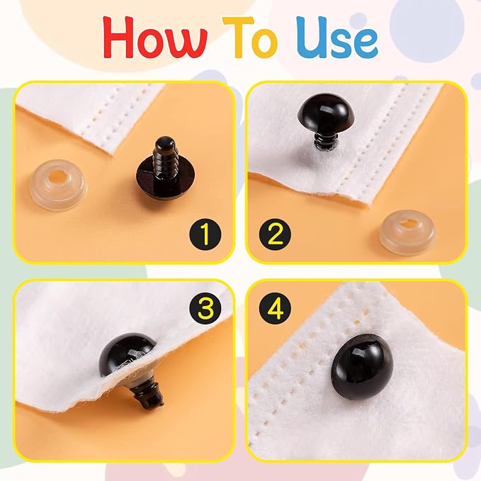 Fulasiteu 1100PCS Safety Eyes and Noses, Amigurumi Safety Eyes for Crocheting, Colorful Doll Crochet Eyes with Washers for Plush Animal, Crochet Toy, Stuffed Doll and Teddy Bear (Various Sizes)