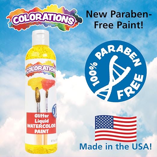 Colorations Paraben-Free Glitter Liquid Watercolor Paint, Vibrant Red