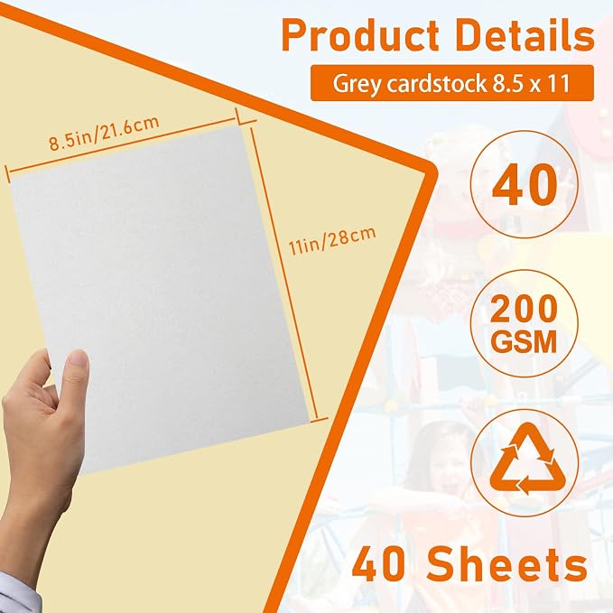 Guakicae 40 Sheets Grey Cardstock 8.5 x 11 Certificate Paper 75lb