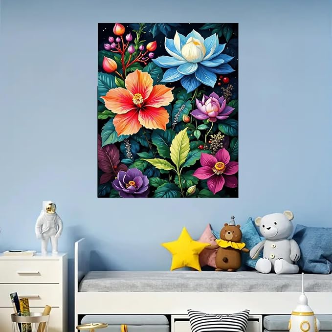 Arttoplus Flowers Paint by Numbers Kit for Adults Beginner 16x20inch | Flower Adult Paint by Number Kits on Canvas, DIY Oil Painting by Numbers for Gift Home Wall Decor (Without Frame)