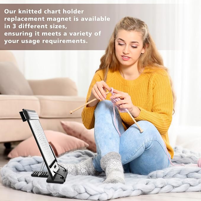 Flutesan Magnetic Pattern Holder Knitting Cross Stitch,13.78 X 8.27 Inches | Chart Keeper with 4 Magnets, For Crochet Needlepoint Embroidery, Adjustable Stand Securely Holds Crafting Patterns