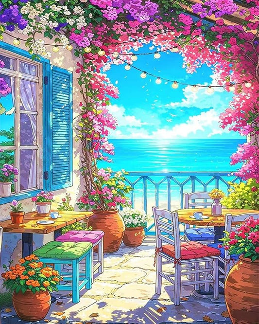 ZRIZQ Paint by Numbers Kit for Adults Beginner,Flowers Home,16x20 | Full set with wooden brushes,rolled canvas,rich paints.Calming activity.Beginner friendly.Just open and paint.