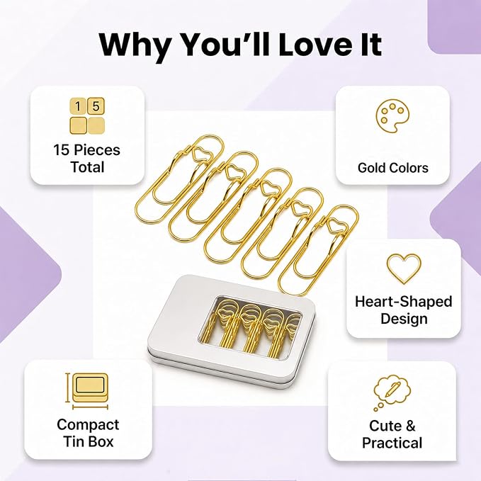 15 Pcs Metal Pen Holder Clips for Notebook, Planner Accessorie