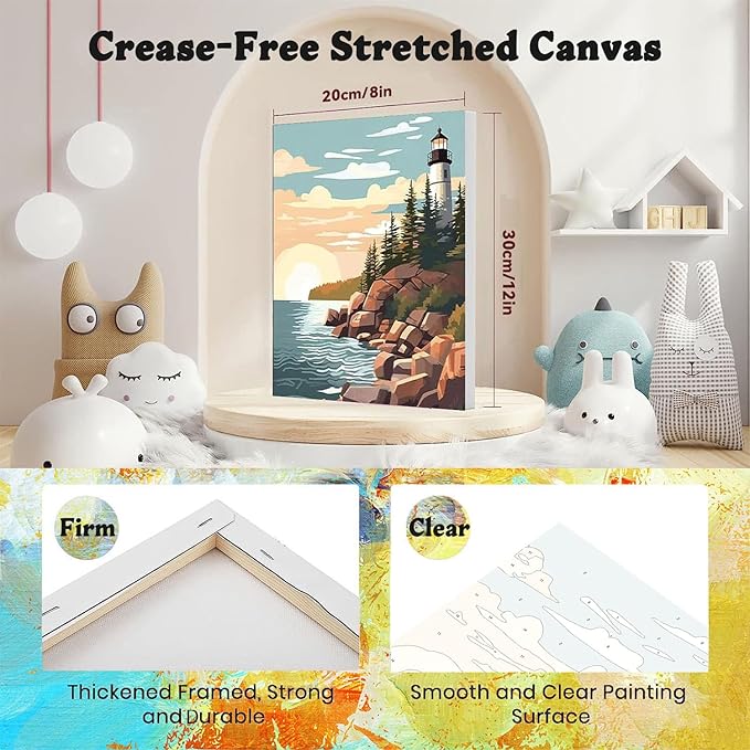National Park Paint by Numbers for Adults with Framed Canvas - Wooden Easel | 4 Pack Paint by Number on Canvas, DIY Landscape Acrylic Oil Painting Kits with Brushes for Home Wall Decor (8x12 inch)
