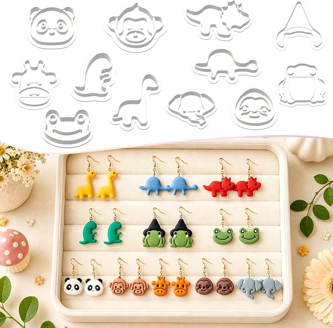 12pcs Jungle Dino Animal Clay Cutters