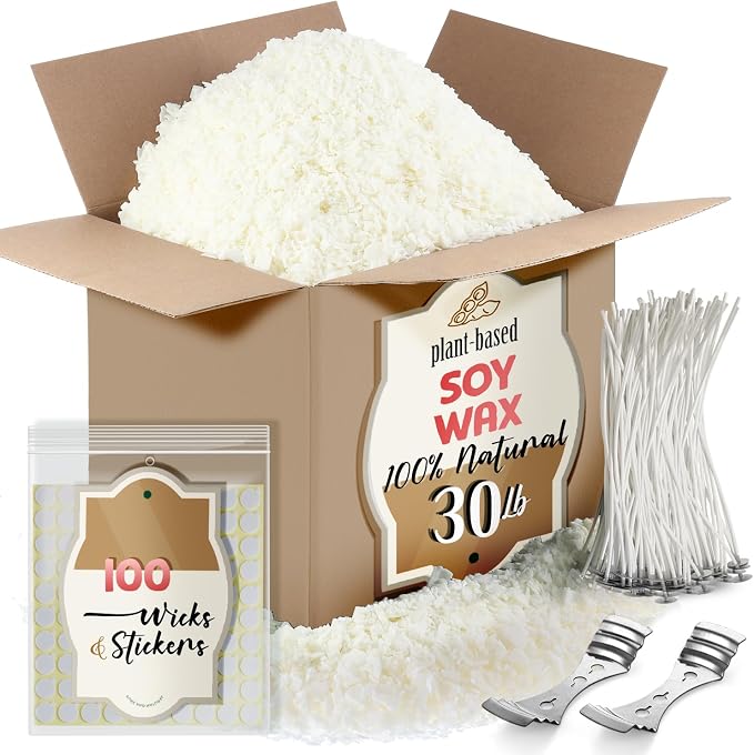 Etienne Alair Organic Soy Candle Wax for Candle Making, 30 lbs Natural Candles Making Supplies, Beeswax-Free, Paraffin-Free, Pure Soy Wax Flakes Perfect for Candles, Tealights and Melts