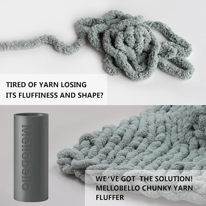 Chunky Yarn Fluffer - Efficient Fluffing Tool for Jumbo Bulky Chenille Yarn - Essential Revive Accessory for Hand Knitting & Blanket Crocheting,Grey