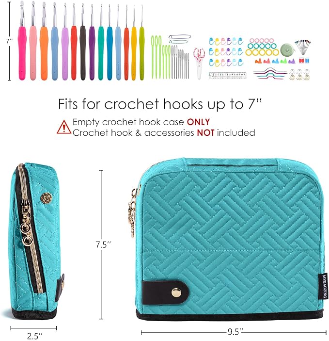 MYBAGZING Empty Crochet Hook Case - Crochet Hook Organizer Case Stand Up (Upgraded) -Corchet Organizer - Crochet Hook Holder for Knitting & Crochet Supplies, Crochet Needles, Crochet Accessories