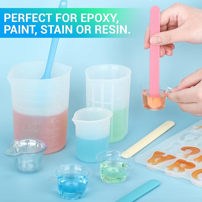 Gartful 6PCS Colored Silicone Stir Sticks, Reusable Epoxy Resin Stir Sticks for Resin Mixing, Paint, Making Glitter Tumblers Cups, Arts, Crafts, Facial Mask Stirring Rods, 6.3" Long, 6 Colors