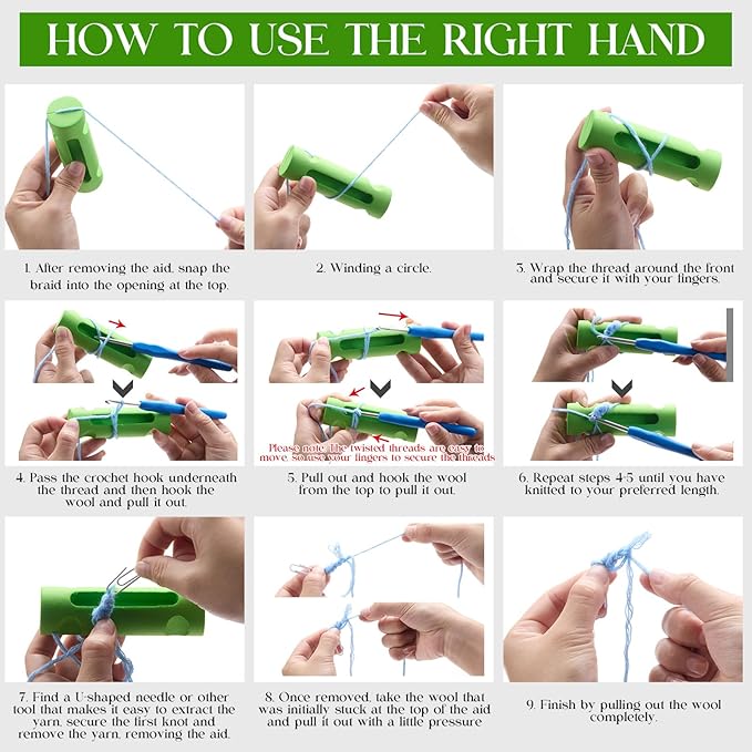 Threlaco 1 Pcs Crochet Tool 4" Beginner Crochet Tool, Green | Learn How to Make Circle Stitch and Guide Knitting Holder Accessories for All Yarn Sizes Beginners Mother Birthday Gifts