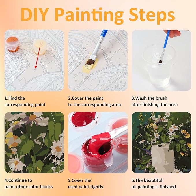 Mandun Bathroom Paint by Numbers Kit for Adults, 3 Pack, 7.8x11.8 inch | DIY Painting Kits Crafts for Adults, Relieve Stress, Frame Canvas, Wooden Easel, Gift Box, Home Wall Decor