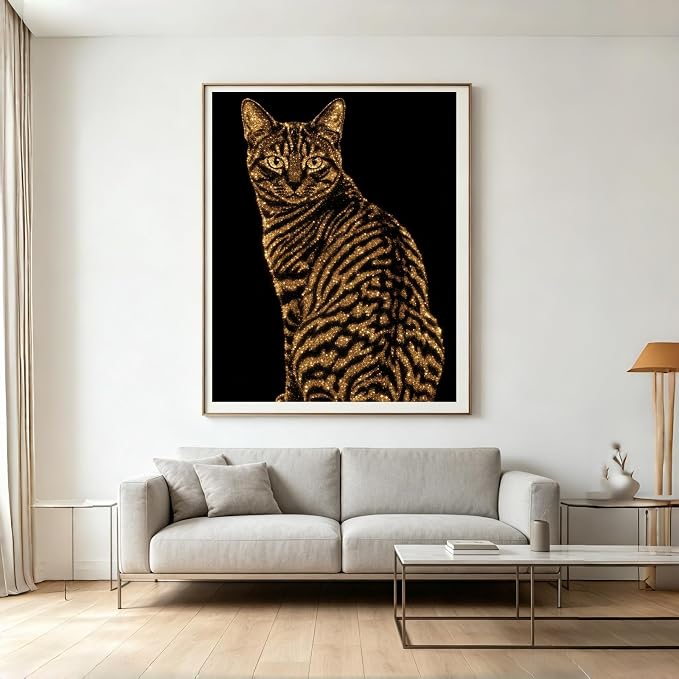 BYGFHLYW Cat 5D Diamond Painting Kit, Diamond Art for Adults12x16In | Full Round Drill Diamond Dots Kits Gem Arts DIY Crafts for Home Wall Decor Present for Cat Lovers