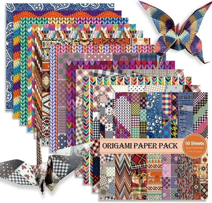 6x6" Origami Paper,50Sheets Double Sided Colored Paper,Square Craft Paper