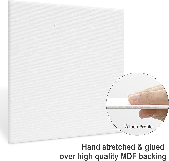 PHOENIX Square Painting Canvas Panels 12x12 Inch, 12 Value Pack - 8 Oz Triple Primed 100% Cotton Acid Free Canvas Boards for Painting, White Blank Flat Canvas Boards for Acrylic, Oil Paints