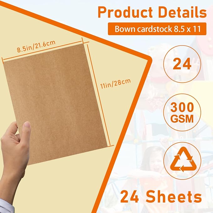 Guakicae 24 Sheets Brown Cardstock 8.5 x 11 Craft Paper 110lb