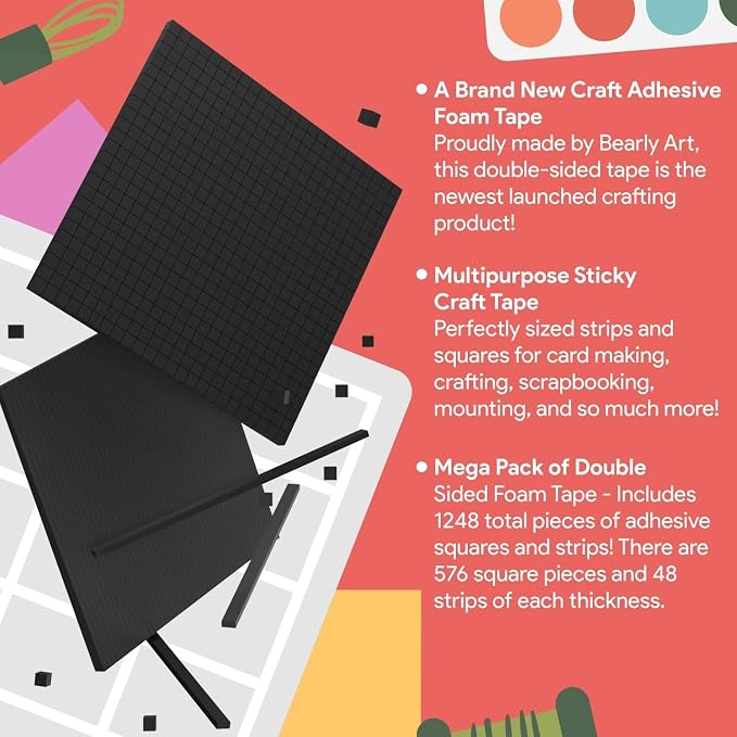 Bearly Art Cubies Shadow Collection Adhesive Foam Tape Squares & Strips