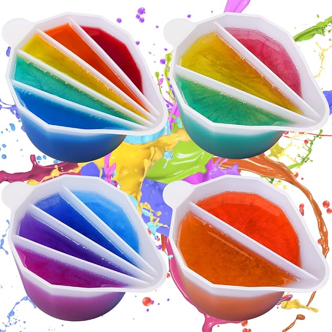 LET'S RESIN Silicone Split Cups, 4-Pack, 2-5 Channels, White | Thick Reusable Split Cups with 2-5 Channels Help Separate Colors for Resin Crafts, Fluid Art and Acrylic Pouring
