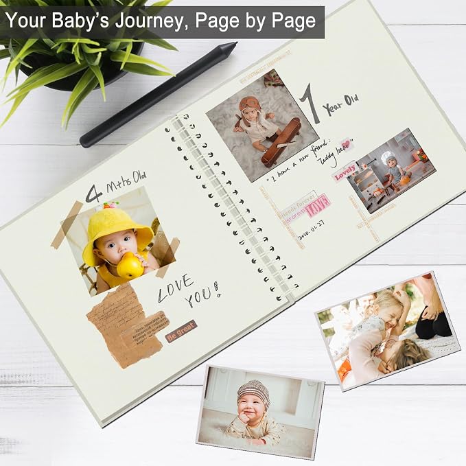DIY Scrapbook Album 8x8 Inch, Hardcover Kraft Paper Scrap Book Photo Album, Blank Page Memory Scrap Book for DIY Crafts, Traveling, Wedding, Anniversary, Birthday, 40 Pages (20 Sheets), Cream
