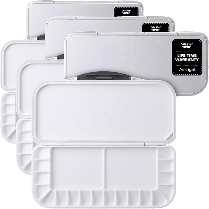 Mr. Pen- Airtight Watercolor Palette with Lid, 18 Wells & 2 Mixing Areas (Pack of 3)