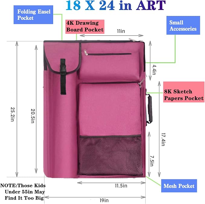 TreochtFUN Art Bags for Supplies Portfolio Case 19 X 25.5 in Artist bag M-L