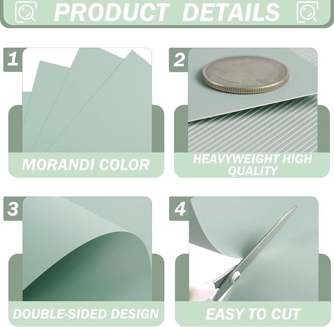5x7 Inch Sage Green Cardstock 250GSM/92LB 60 Sheets Card Stock