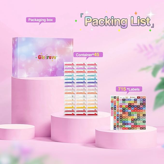 Diamond Art Storage Containers Trays, 45 Pcs | GRS-Certified Eco-Friendly Materials, 2-in-1 Diamond Painting Trays with Lids, Shake to Sort, Spill-Proof, Labels Included