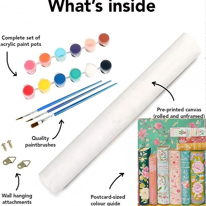 CSZPPQAF Paint by Number Kit for Adults, Book Flower Paint by Number Kits on Canvas, DIY Color Oil Painting for Home Wall Decor 12X16inch