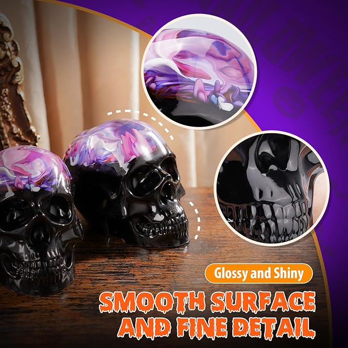 LET'S RESIN 3D Skull Resin Molds, 4 Size Silicone Mold Set for Epoxy Resin | for Candle Wax, Soap, Clay and Keychain Casting, DIY Craft Mold for Gothic Decor, Halloween Decorations and Gifts