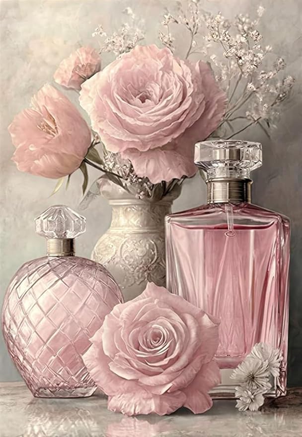 Diamond Art Kits for Adults,Pink flower Diamond Painting Kits 12 x 16in