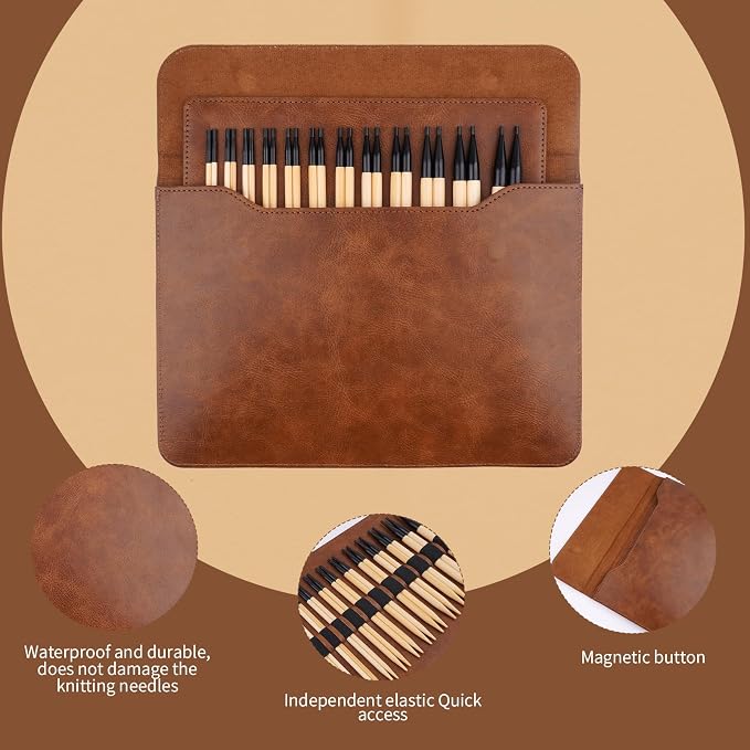 WAZAIGUR Interchangeable Bamboo Circular Knitting Needles Set