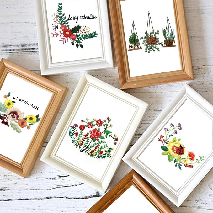 Louise Maelys Floral Embroidery Kit for Beginners Saying DIY Craft | Cross Stitch Kits with Floral Saying Design, Includes Hoop, Threads and Needles. Needlepoint Kit for Adults DIY Crafts