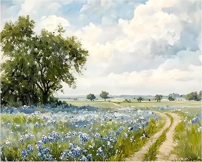 xcemhil Landscape Paint by Numbers Kit for Adults Beginner, Field Scenery Paint by Numbers for Adult, Acrylic Paint by Number Kits Suitable for Home Wall Art Decor Gifts 16x20 Inch
