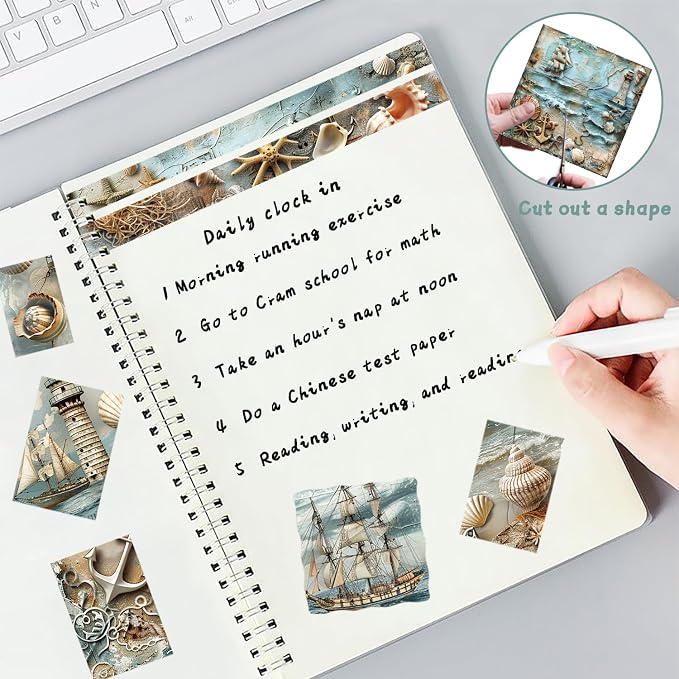6x6" Cardstock Single Sided Scrapbooking,Craft Decorative Scrap Book Paper | 160gsm,24-Sheet 12Patterns Colored Paper,Junk Journal Supplies,Vivid Origami Papers DIY Craft Gift Wrapping Album.Nautical