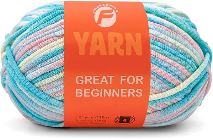 Beginner Easy Yarn for Crocheting and Knitting, Blushing Blue | 3.5Oz/120yds，Medium Worsted Weight 4, Easy-to-See Stitches, Soft and Smooth Cotton Blend Yarn for Beginners Amigurumi DIY