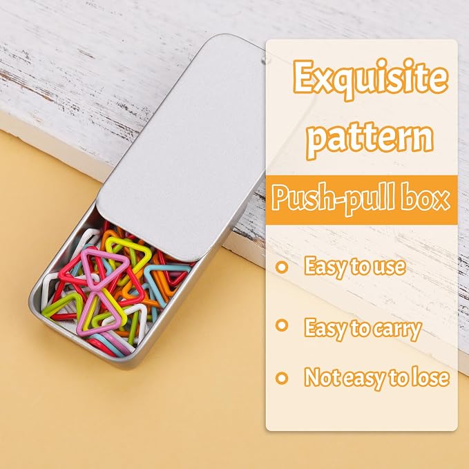 Jmuiiu Triangle Metal Stitch Markers, 50Pcs Metal Colorful Stitch Markers | Knitting Crocheting Clothing Tag Diy Craft Project with Storage Box