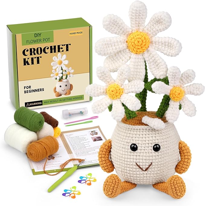 Nitlak Daisy Crochet Plant Gifts, Positive Emotional Support Crochet