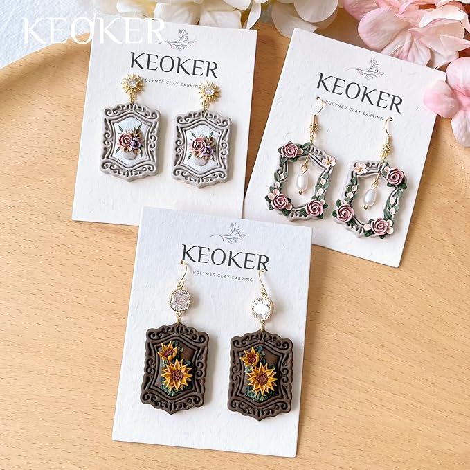 Keoker Vintage Frame Polymer Clay Cutters, Clay Earring Cutters Boho, 12 Shapes Polymer Clay Frame Cutters
