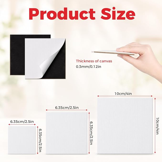 CONDA 60 Pack Multi-Size Mini Magnetic Canvas Panels, Small Canvases for Painting for Oil, Acrylic, Pouring Watercolor & Art Crafts DIY