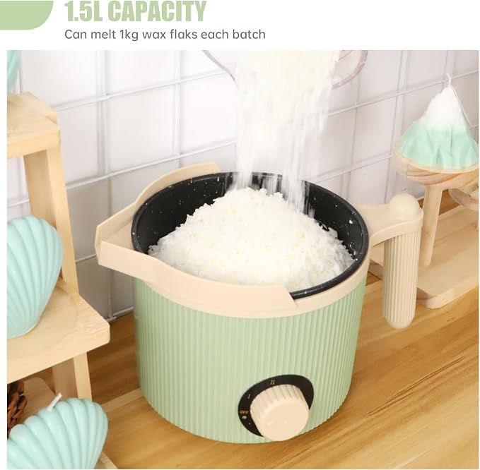 TOAUTO 3Lbs Wax Melting Candle Melting Pot Handheld with 2 Power Adjustment | Green Handheld Wax Melting Pot,Easy Pouring Spout ,Non-Stick Coating for Candle DIY Hobbyist