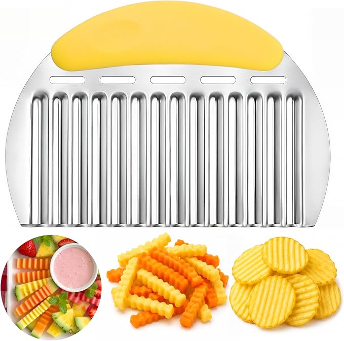 JAYVAR Large Crinkle Cutter, Stainless Steel Vegetable Wavy Chopper