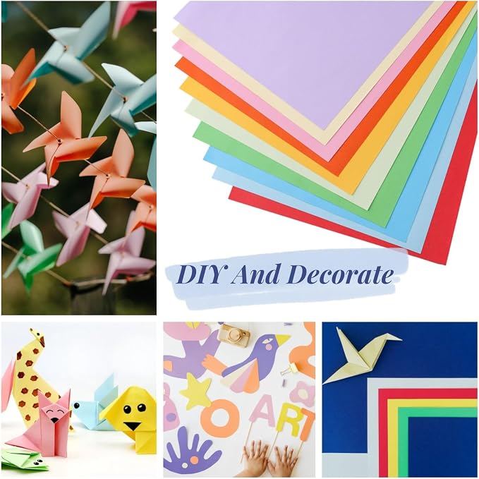 300 Sheets Colored Paper A4 Origami Printer Copy Multipurpose Printing Paper for DIY Craft Scrapbook Office 8.3" X 11.7", 10 Assorted Colors（70 gsm）