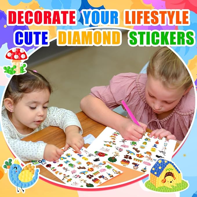 Labeol Diamond Art Kits for Kids Boys and Girls Ages 6-8-10-12 Easy to DIY Creative Diamond Art Sticker Craft by Numbers Kits for Kids and Adult Beginners (Farm)