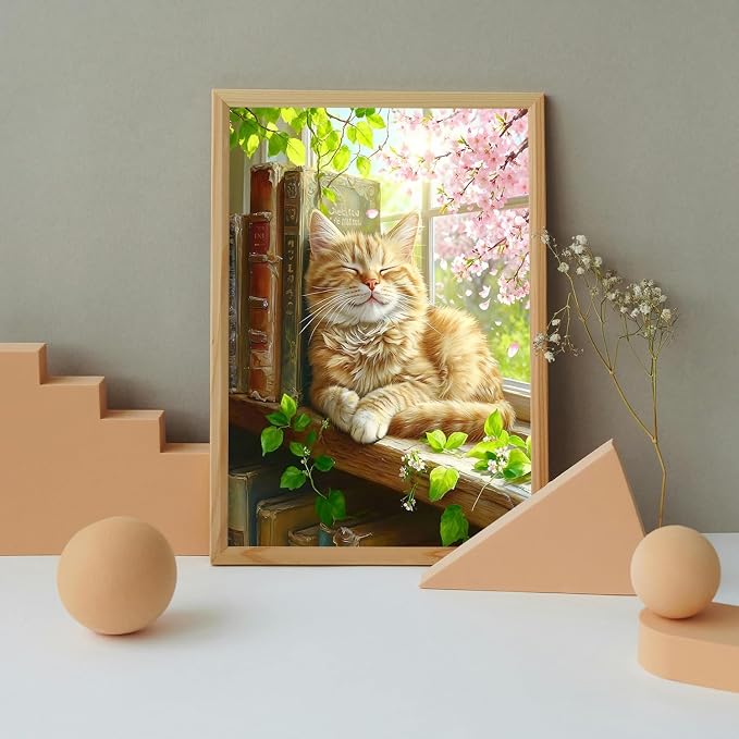 MIRCVSH Cat Paint by Numbers Kit for Adults on Canvas,Cat Sleeping on Windows Paint by Number Kits for Adult Beginners,Unframed Acrylic Oil Painting Art Kit Crafts for Home Wall Decor 16x20 Inch.