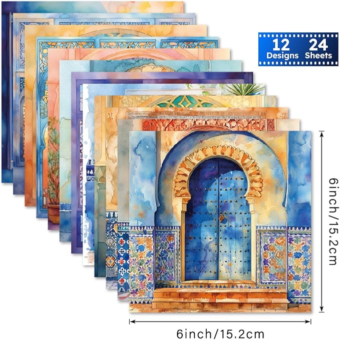 Scrapbook Paper Pad, Single-Sided Cardstock Scrapbooking Paper Supplies for DIY Envelopes Card Making Journals Planner Greeting Cards Decorative Art Craft -24 Sheets 6x6 inch