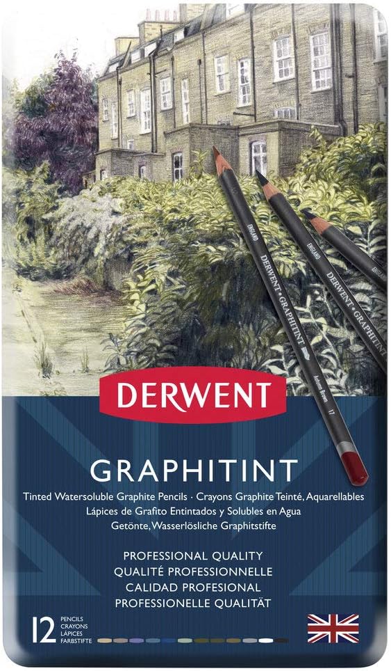 Derwent Graphitint Pencils, Metal Tin, 12 Count (0700802)