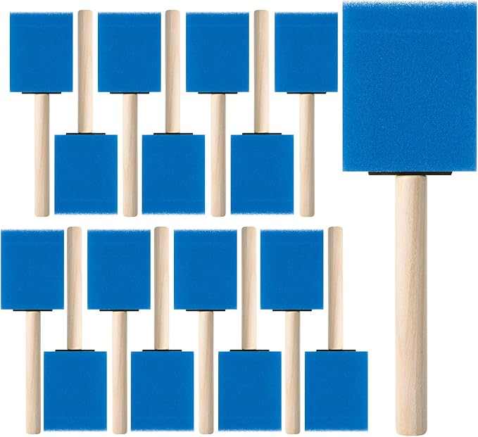 Bates- Foam Paint Brushes, 2", 16 Pack, Blue Sponge Brushes for Painting, Staining