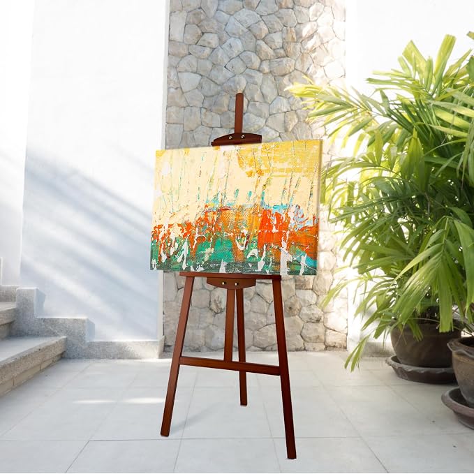 Adjustable Walnut Pine Wooden Painting Easel, Art Easel Stand