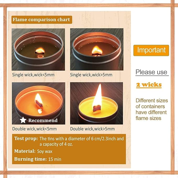 PXBBZDQ Wooden Candle Wicks Long Crackling Wood Wicks for Candles Making 50 Sets