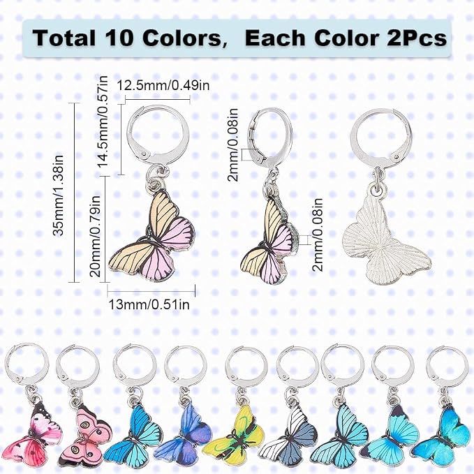 SUNNYCLUE 1 Box 20Pcs Stitch Markers Cute Butterfly Lobster Clasp Charms Crochet Stitch Marker Removable Knitting Stitch Markers Metal Crocheting Markers for Sewing Weaving Knit Threading DIY Craft